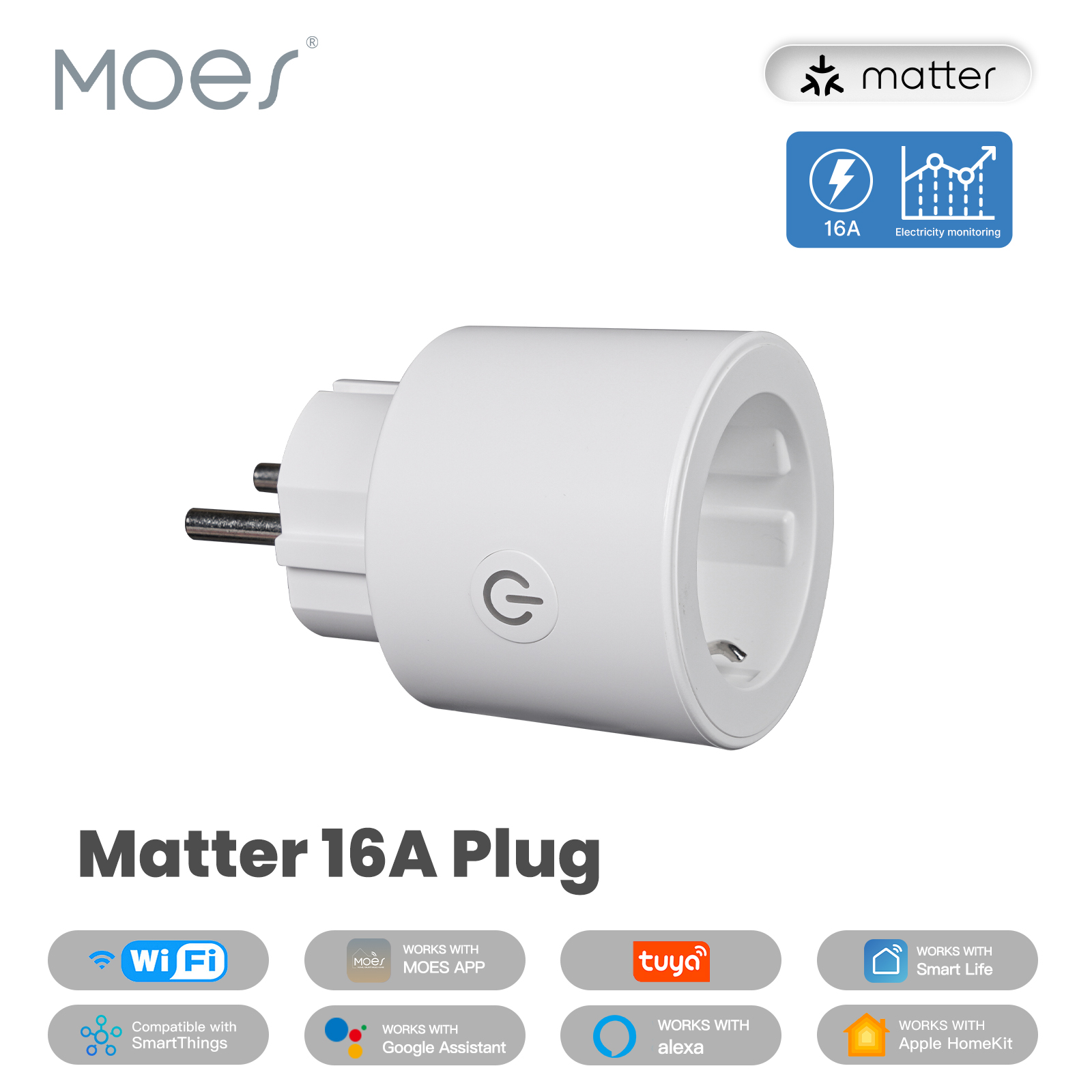 Smart Home Living Room - MOES Smart EU/US/UK Plug Matter WiFi