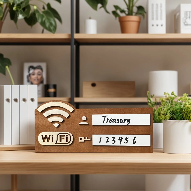 Airbnb Smart Home - Erasable Wooden WiFi Sign Board Password