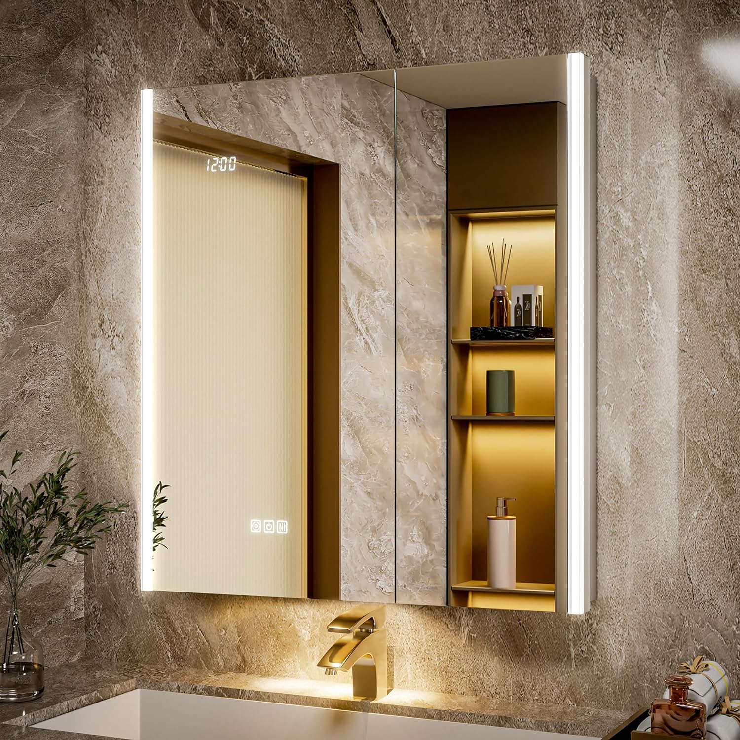 Smart Home Living Room - 30x32 Lighted Medicine Cabinet Mirror with