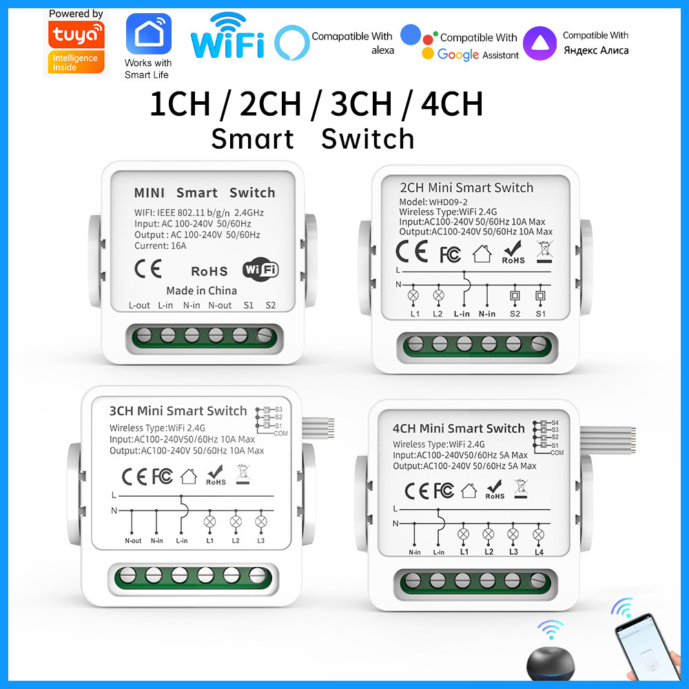 Smart Home Voice Assistant - Tuya WiFi Smart Switch 1/2/3/4 Gang