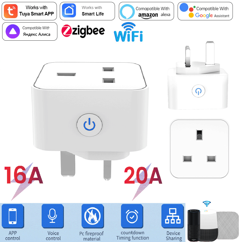 Smart Home Voice Assistant - Tuya Smart Socket 16A/20A WiFi or
