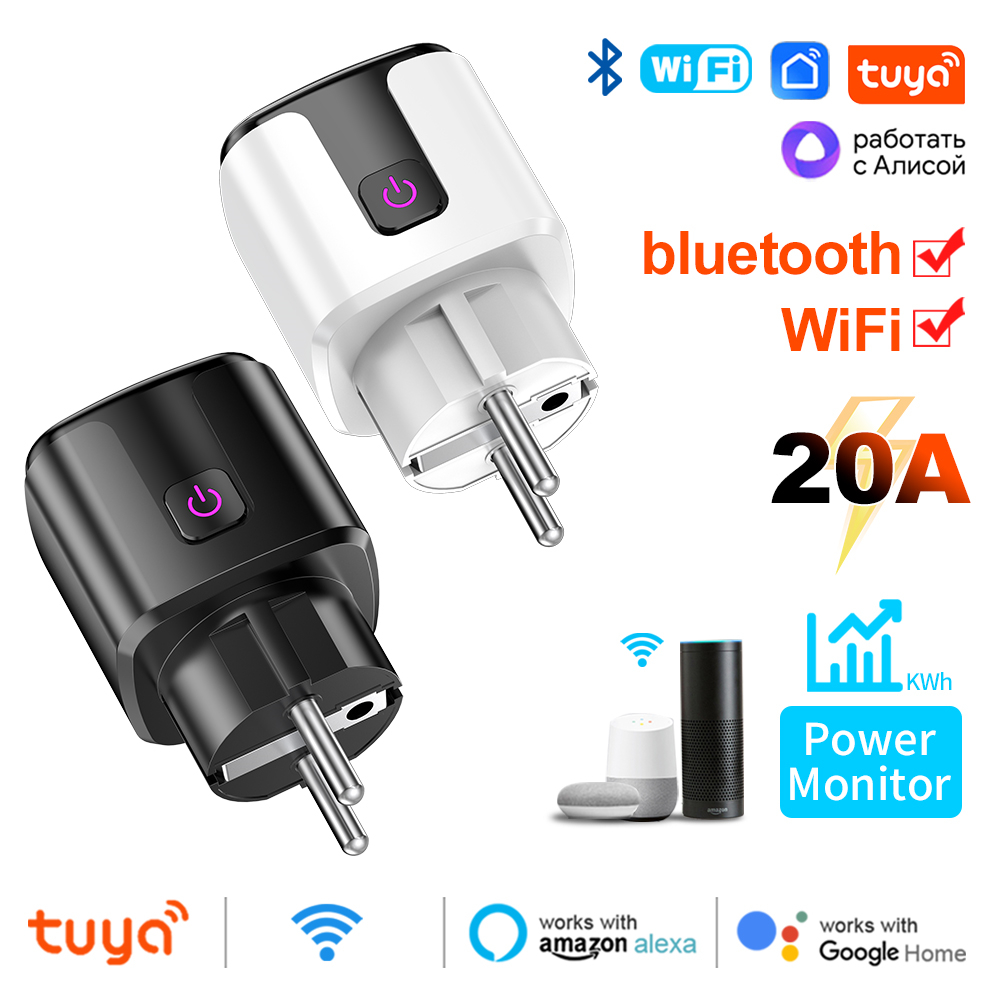 Smart Home Voice Assistant - Tuya Smart 20A EU Plug WiFi+Bluetooth