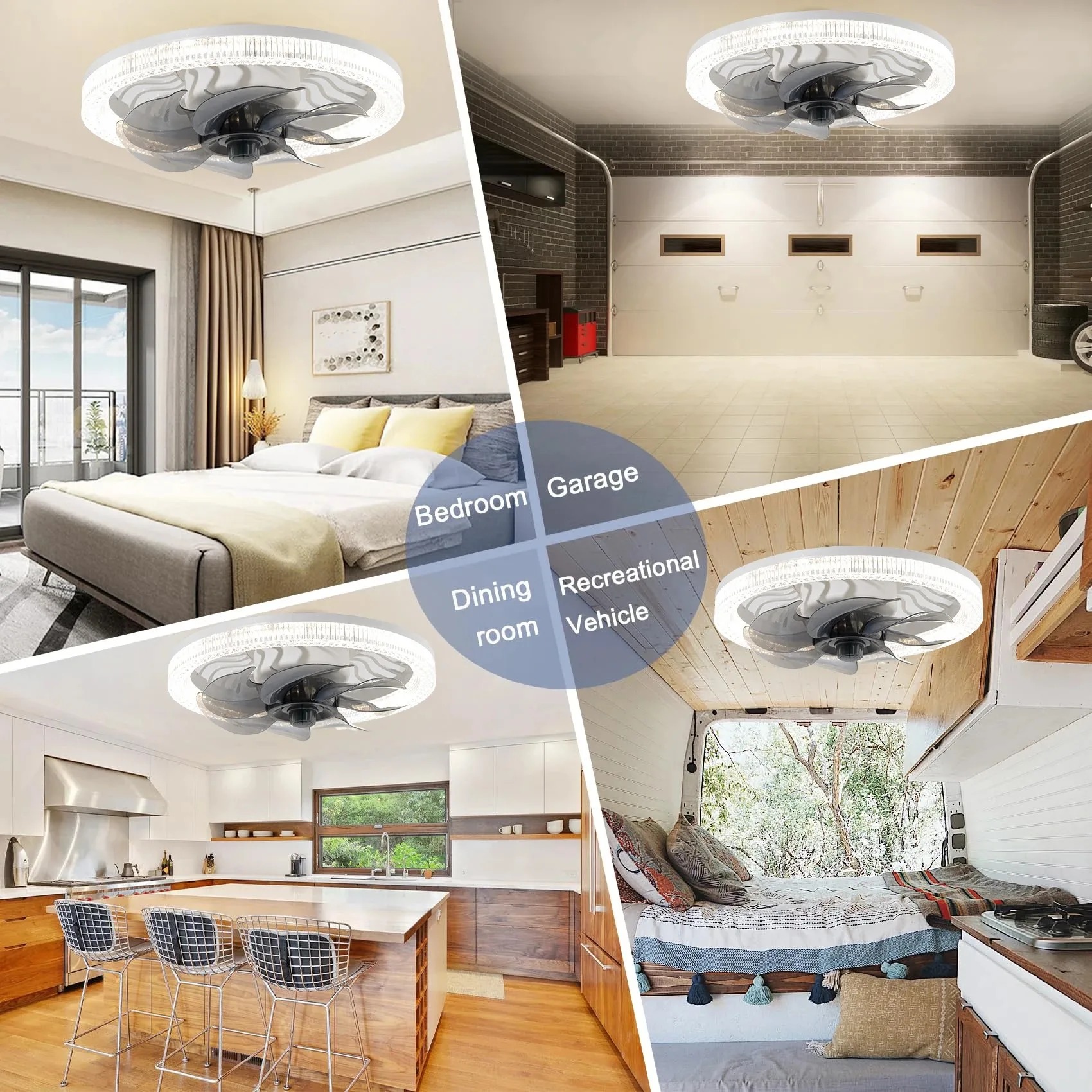 Smart LED Ceiling Fan Light wi - đánh giá và giá Smart Home Living Room