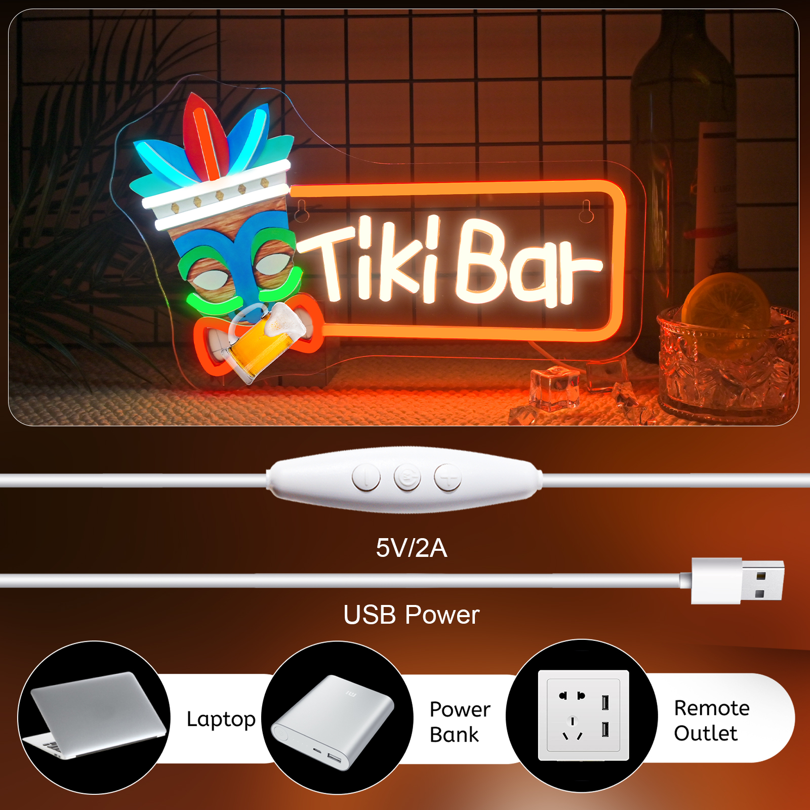 Tiki Bar Neon Sign UV Led Sign - đánh giá và giá Smart Home Poster