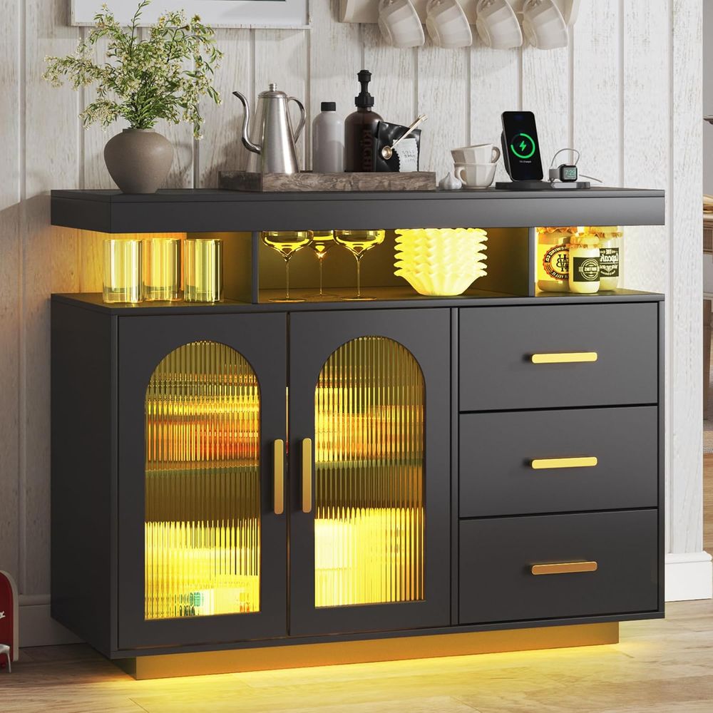 LED-Illuminated Sideboard with - đánh giá và giá Smart Home Living Room