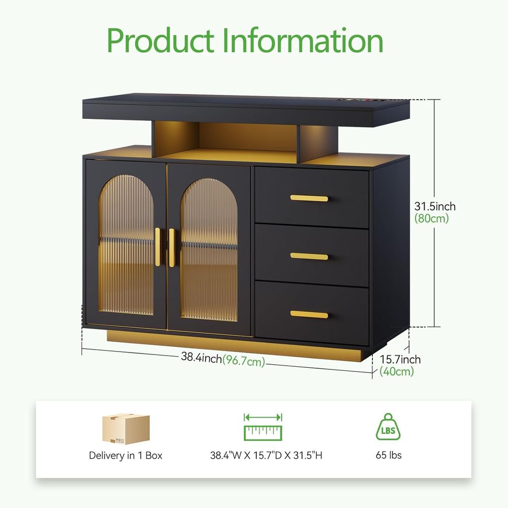 LED-Illuminated Sideboard with - đánh giá và giá Smart Home Living Room