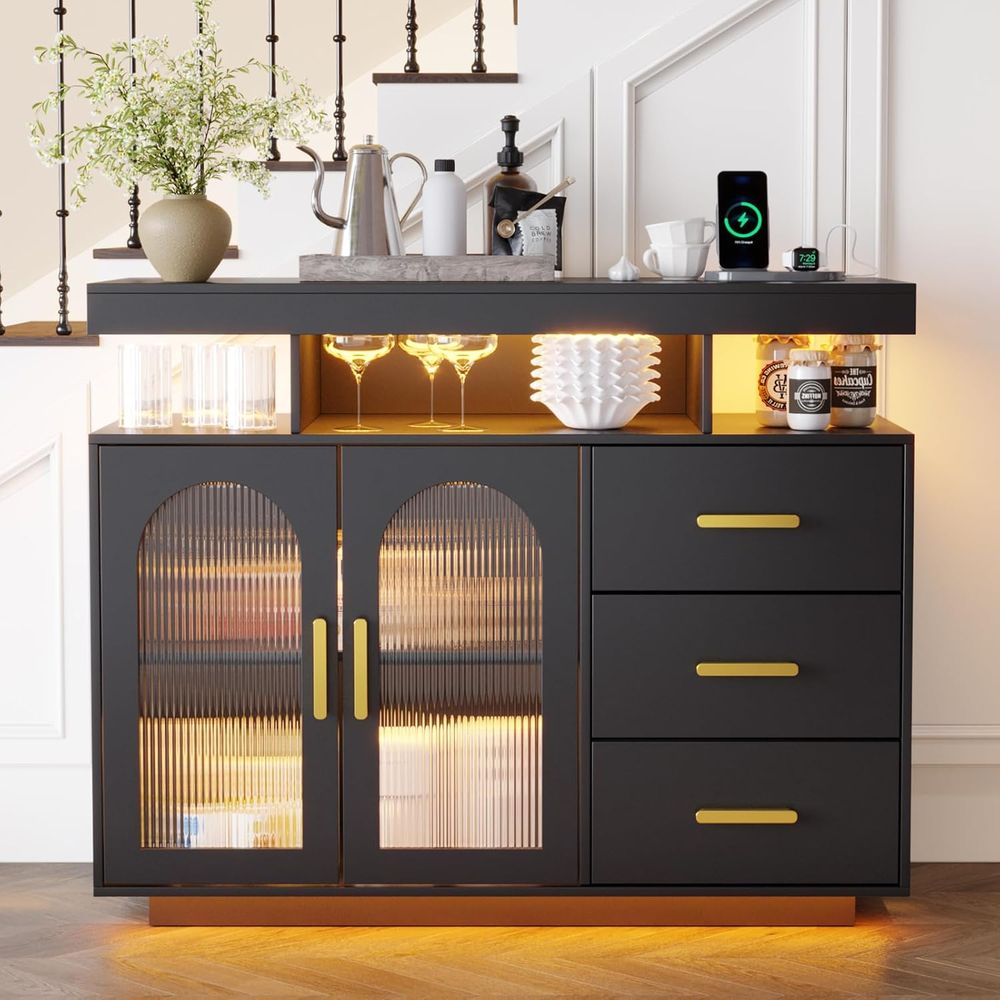 LED-Illuminated Sideboard with - đánh giá và giá Smart Home Living Room