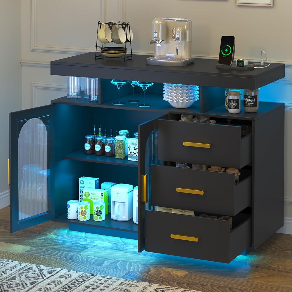 LED-Illuminated Sideboard with - đánh giá và giá Smart Home Living Room